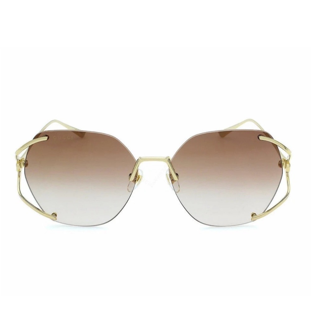 Gucci 💅 Brown Gradient Gold GG Lens 59 15 130 Women's Sunglasses GG0651S 005 NEW - Picture 16 of 16